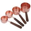 4PC Set Wooden Handle Measuring Spoon Set Rose Gold Finish Nesting Measuring Cups  For Baking