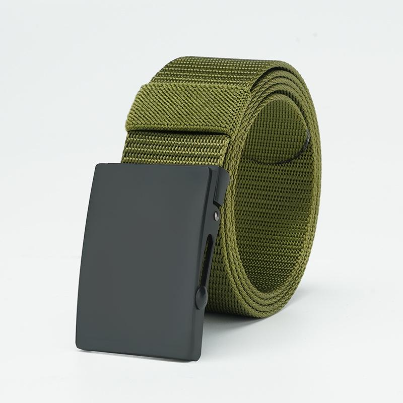 Men's No-Hole Canvas Belt with Automatic Buckle - Versatile Casual Jeans Nylon Leather Belt