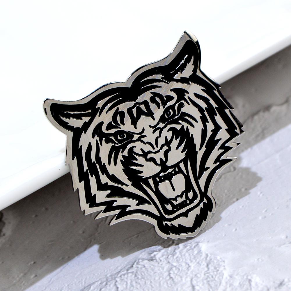 New Enamel Cute Tiger Face Head Brooch Pins Animal Tiger Brooches For Women Men Stainless Steel Jewelry