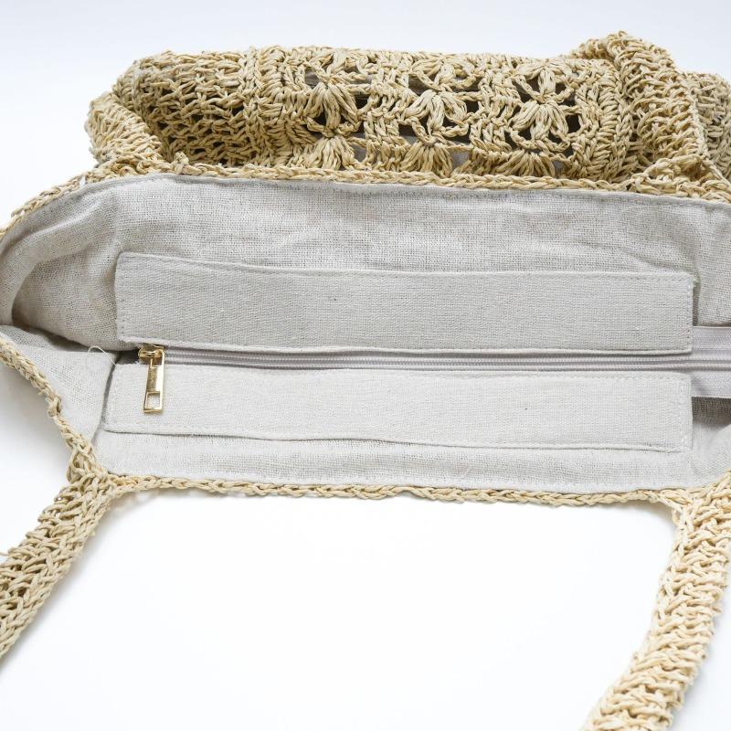 Neue lässige Strohtasche handgefertigte Häkeltasche hohle Schulter-Tragetasche Strandurlaub Strandtasche