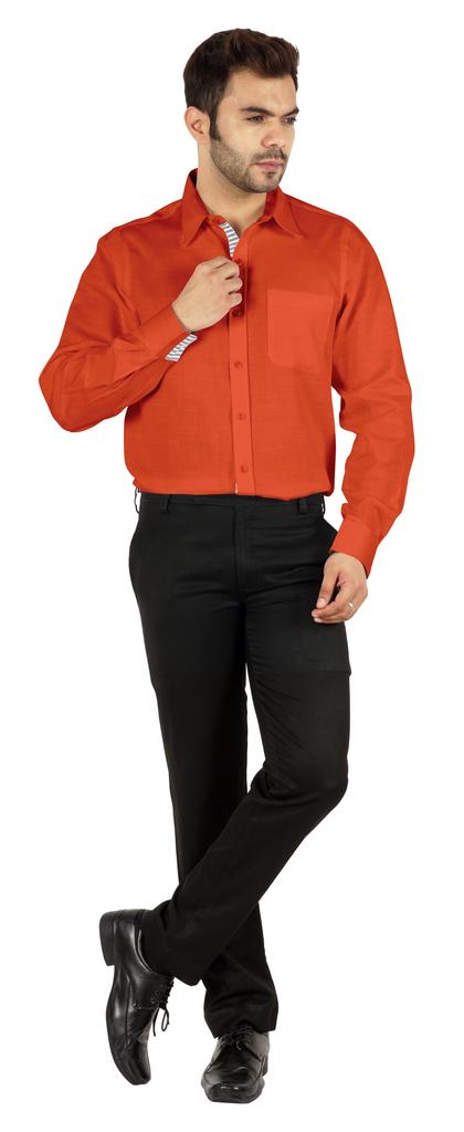 BestMan Formal Classic Button Down Cotton Shirts Inner Contrast Regular Fit Office Shirt For