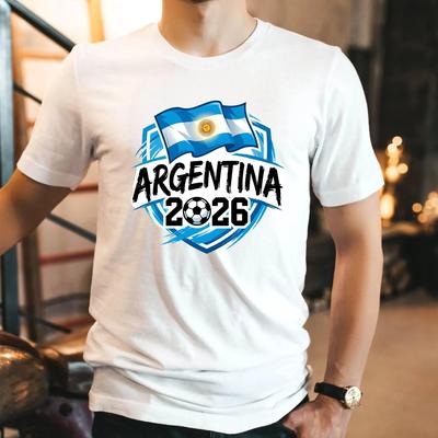 2026 Hot Sales Argentina Cotton T-shirt Men's and Women's Summer Cotton Clothing Harajuku Fashion Round Neck Short Sleeve Top