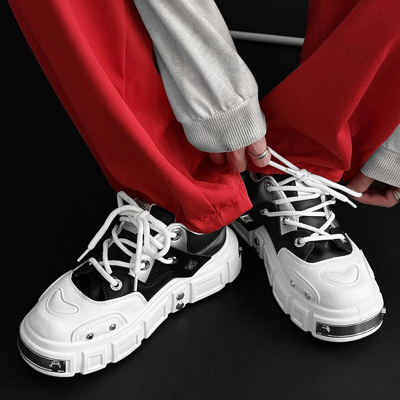 Fashion 2025 New Men's Shoes Niche Design Casual Shoes Punk Style Skateboard Shoe Height Increasing Comfortable Non slip Chunky sneakers
