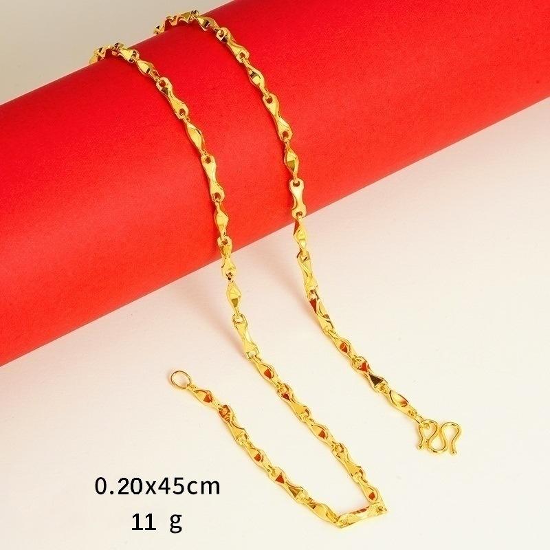 Gold Sand Necklace Jewelry for Women, Long-lasting Colorfastness, High-end Niche Clavicle Chain Accessories, Imitation Gold Chain