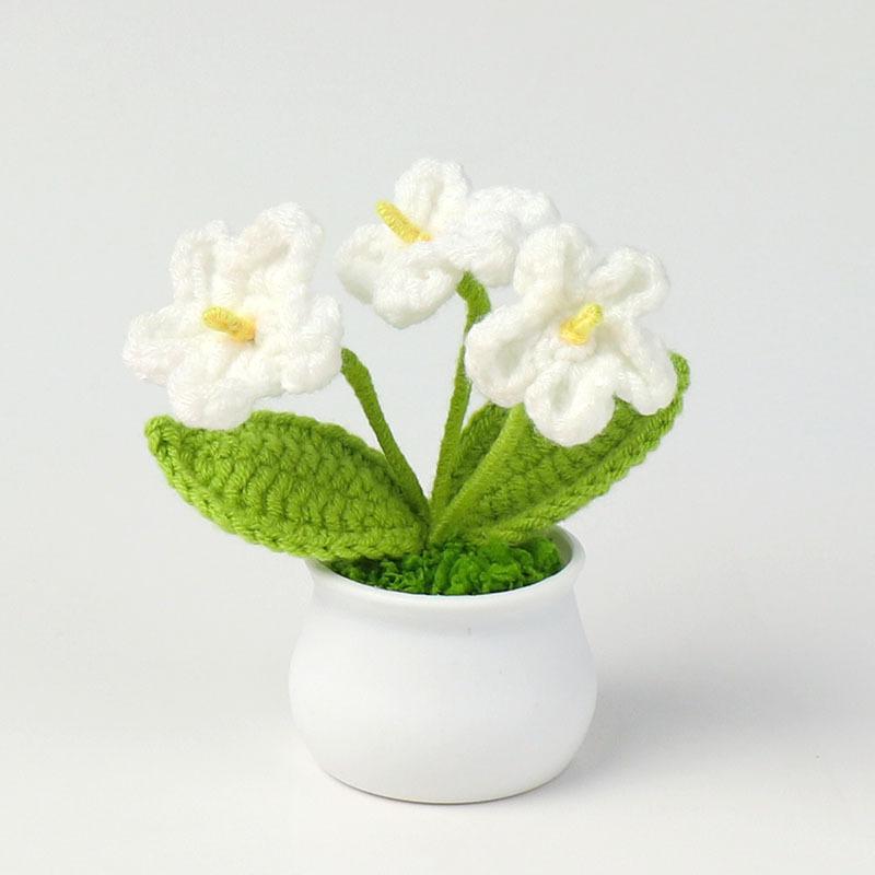 Hand-Knitted Wool Fake Flowers Set: Sunflower, Carnation, Tulip - Desktop Decor, Teacher/Student Gift, Everlasting Bouquet