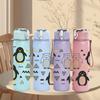 1PC Penguin Triangle Seamless Pattern 750ml Color Plastic Sports Water Bottle Leakproof Flip Straw Lid Suitable for Sports Office Home Use