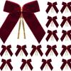 16Pack Red Velvet Christmas Tree Bows Burgundy Small Decorative Twist Tie Ribbons For Wreath Gift Wrapping Decoration