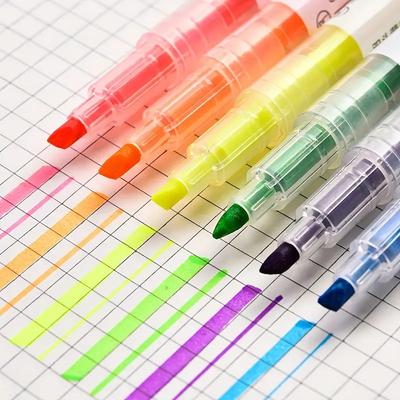 Marqueurs Surligneurs à Double Pointe 6 Couleurs, pour les études des étudiants, la prise de notes, fournitures de papeterie scolaire.