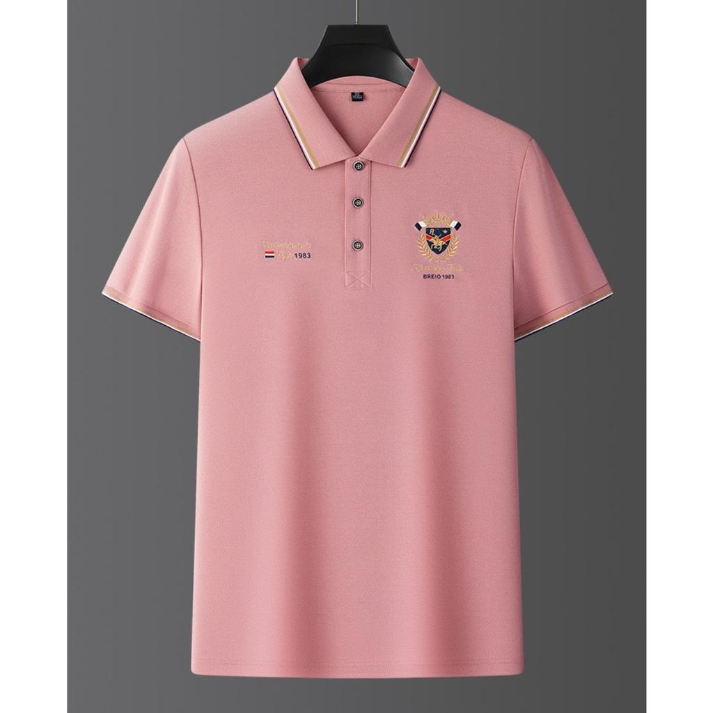 Trend Hub Polo pentru bărbați, casual, cu mânecă scurtă, brodat, la modă, culoare solidă