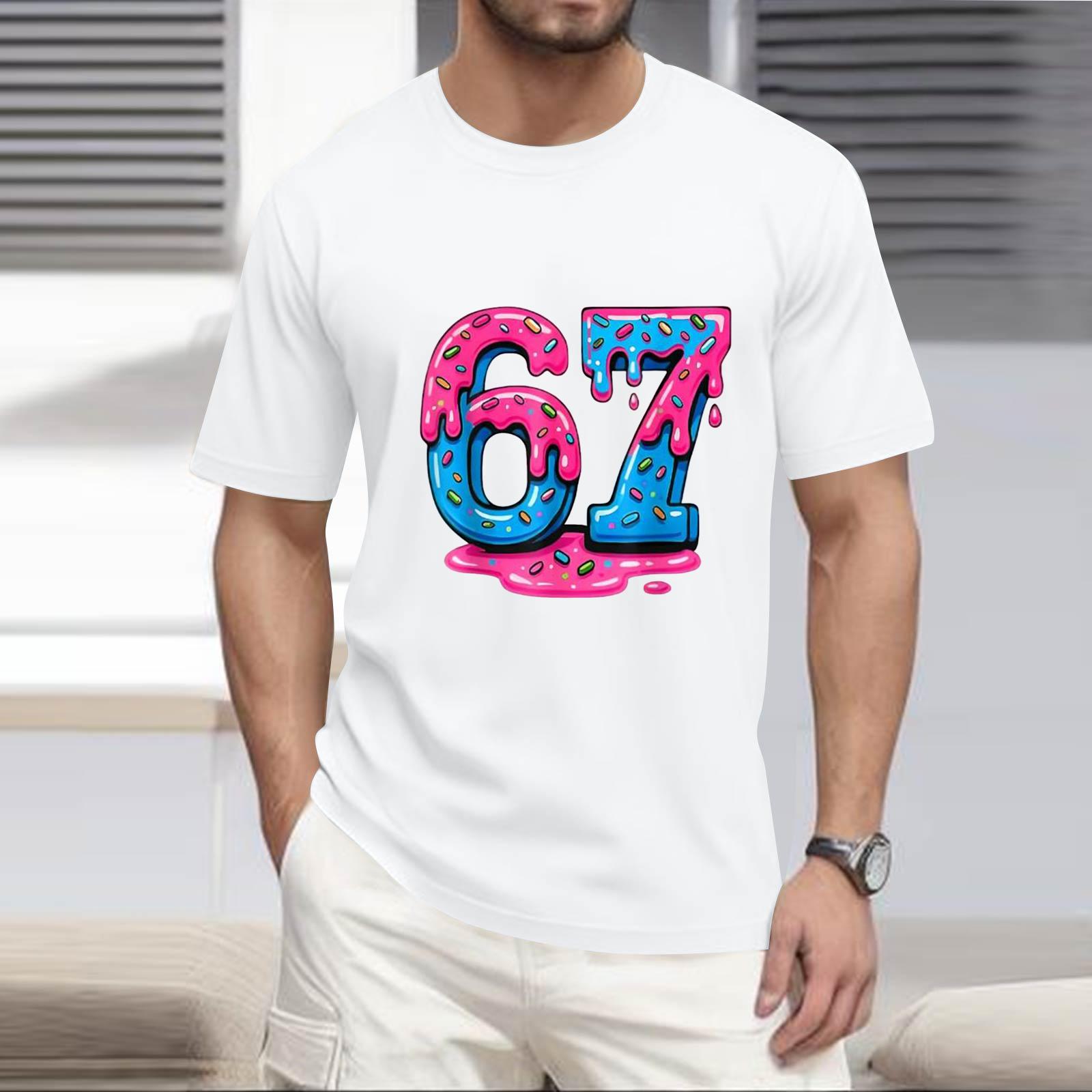 

Men s Popular T-shirt Printed Round Neck Short Sleeve T-shirt XL белый