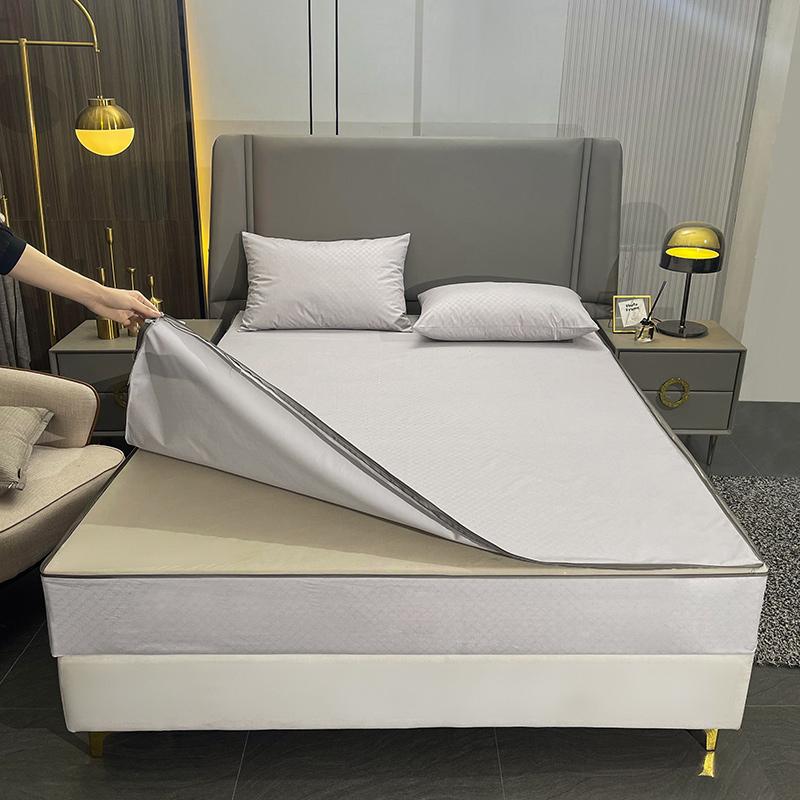 

6-сторонний полностью закрытый водонепроницаемый чехол для матраса с застежкой-молнией, антибактериальный, пыленепроницаемый, простыня на резинке, постельное белье для кровати размера «queen-king» 90X190X10cm 1Pc