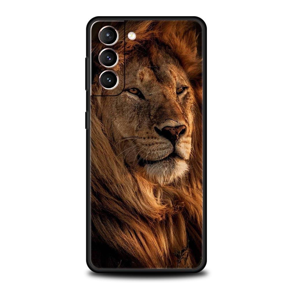 Lion King Animal Phone Case For Samsung Galaxy S26 Ultra S25 Plus S24 FE S23 S22 5G S21 S20 Cover Black Soft