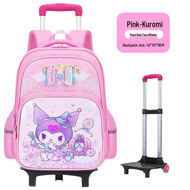 Lightweight Trolley Schoolbag for Primary School Girls - Large Capacity Backpack for Grades 1-6