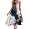 Women's Casual Fashion Round Neck Sleeveless Floral Print Irregular Hem Midi Dress