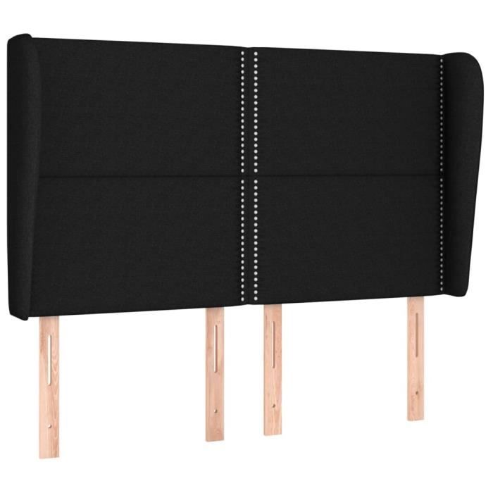 VidaXL Tête de lit avec oreilles Noir 147x23x118-128 cm Tissu3117816