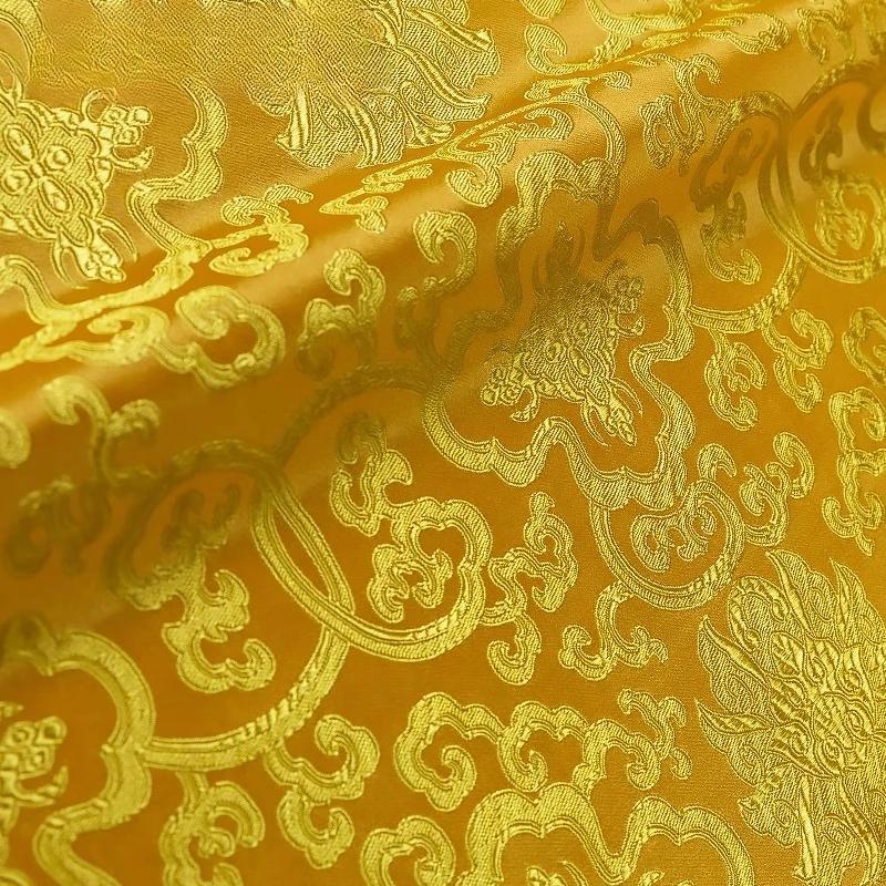 100x150cm Brocade Faux Silk Metallic Gold Fabric Spring Summer Sofa Cushion Qipao Tang Suit Material Breathable