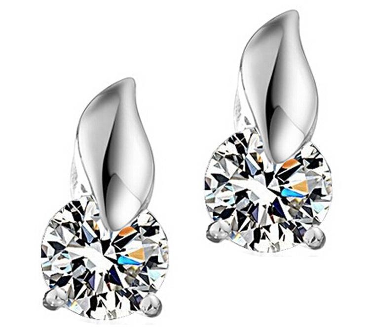 

Модные круглые серьги-пусеты с цирконом в виде листа для женщин белый