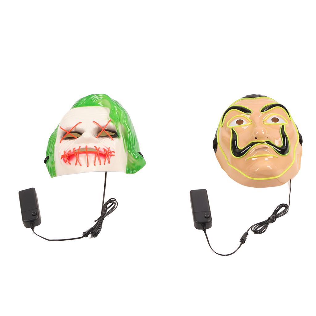 2PCS LED Face Cover 3 Lighting Modes El Safe Comfortable Light Up Halloween Face Cover for Party