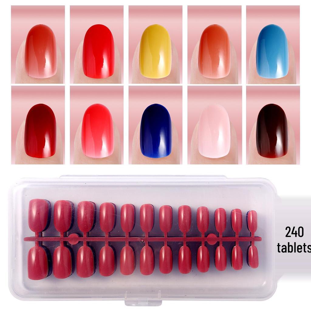 Colored Glitter Nail Art Tips - 240-Piece Set with Various Styles and Multiple Colors, Boxed Fake Fingernail Stickers