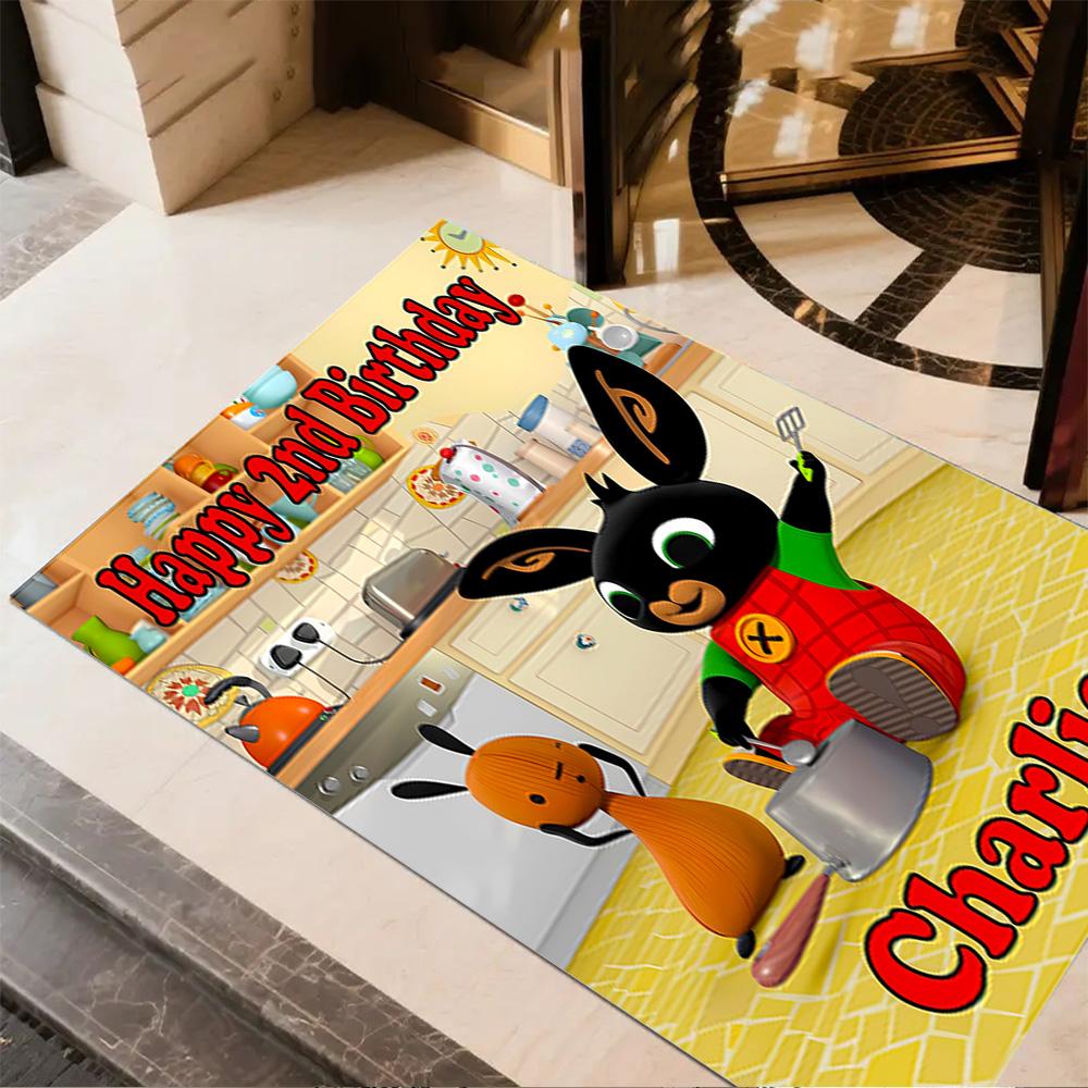 Panda Bunny Friends Area Rug Design for Game Room Kitchen Outdoor Foyer Antislip Carpet Decorate Offices Perfect Birthday/Christmas Gift Idea