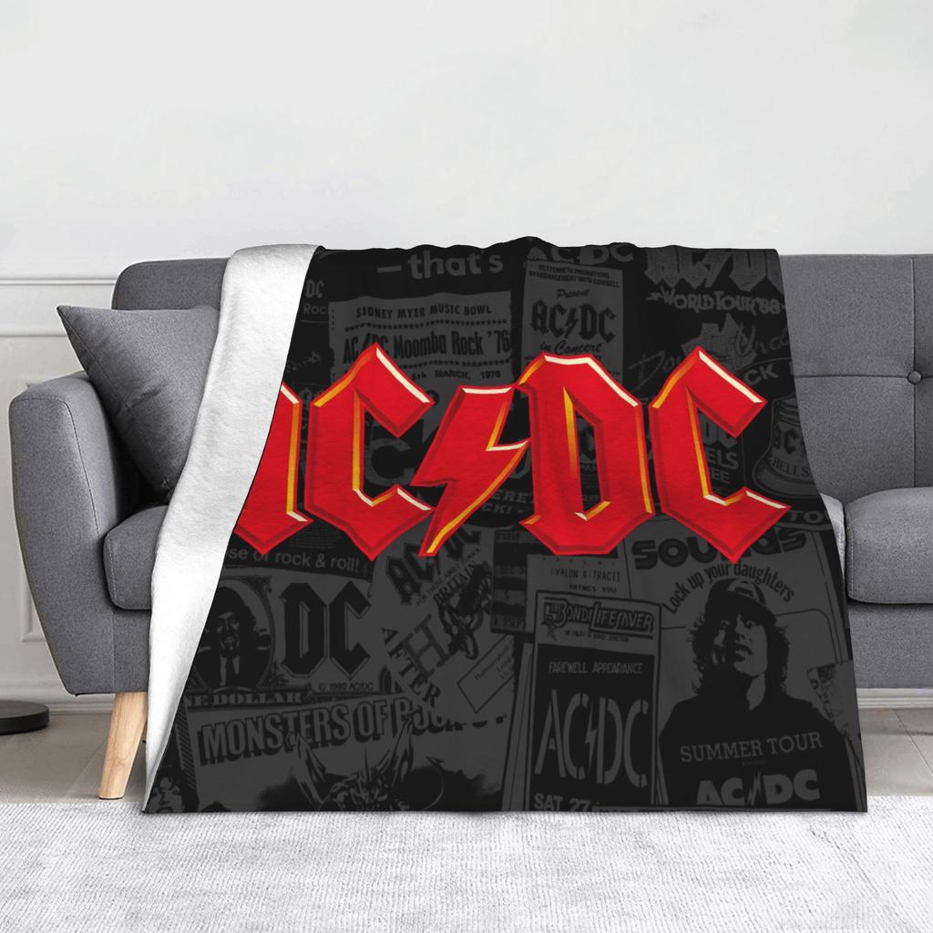 AC DC Heavy Metal Blanket Velvet Print Punk Rock Music Portable Super Soft Throw Blanket for Bedding Office Bedspread