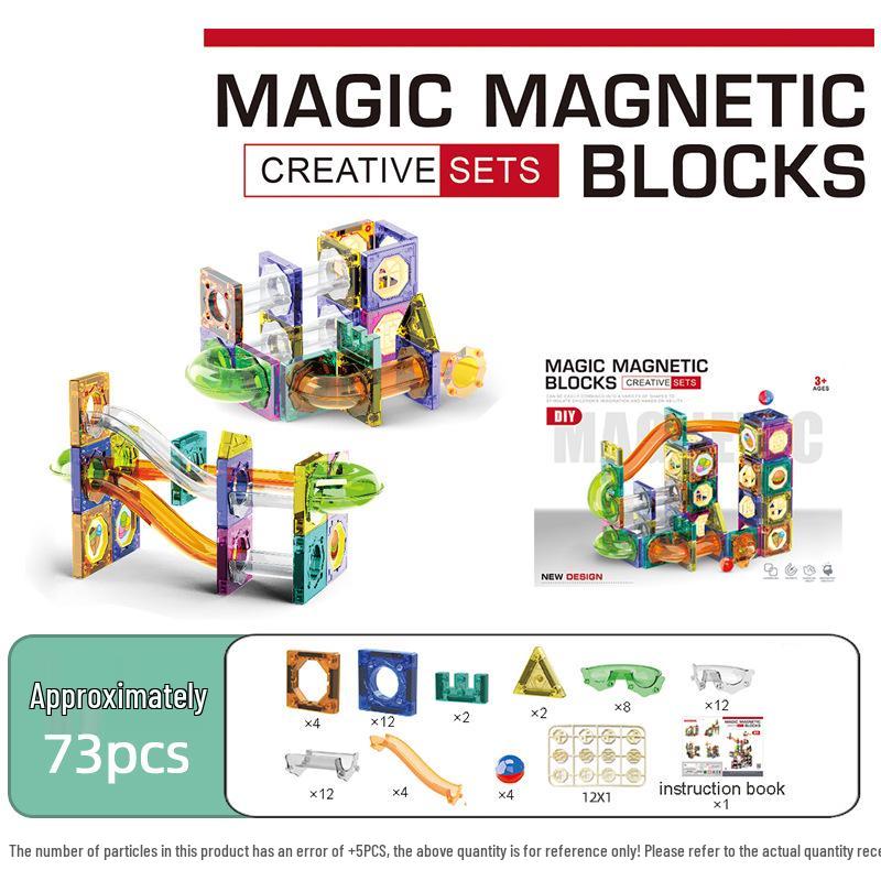 Stained Glass Magnetic Marble Run: Kids' Magnetic Building Blocks and Tracks