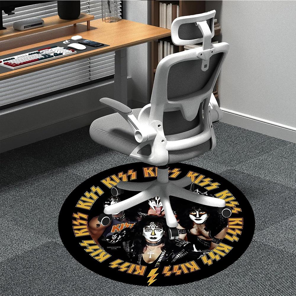 1 Stück KISS Band Büro Runder Teppich, Unter Bürostühlen Schlafzimmer Wohnzimmer Heimdekoration a1016295
