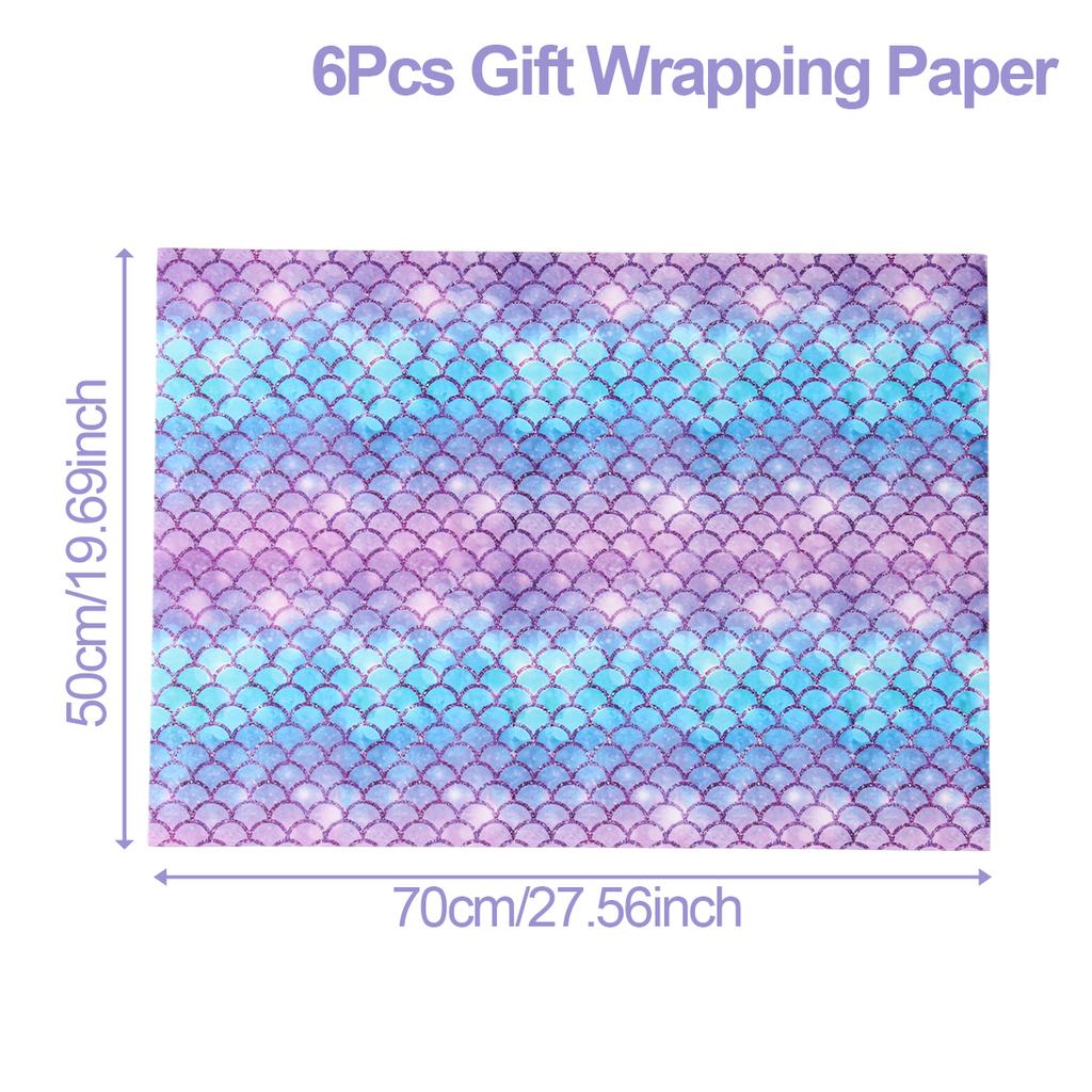 Mermaid DIY Gift Wrapping Paper Mermaid Theme Birthday Party Decor Kids Girl Baby Shower Wedding Party Gift Decor Supplies