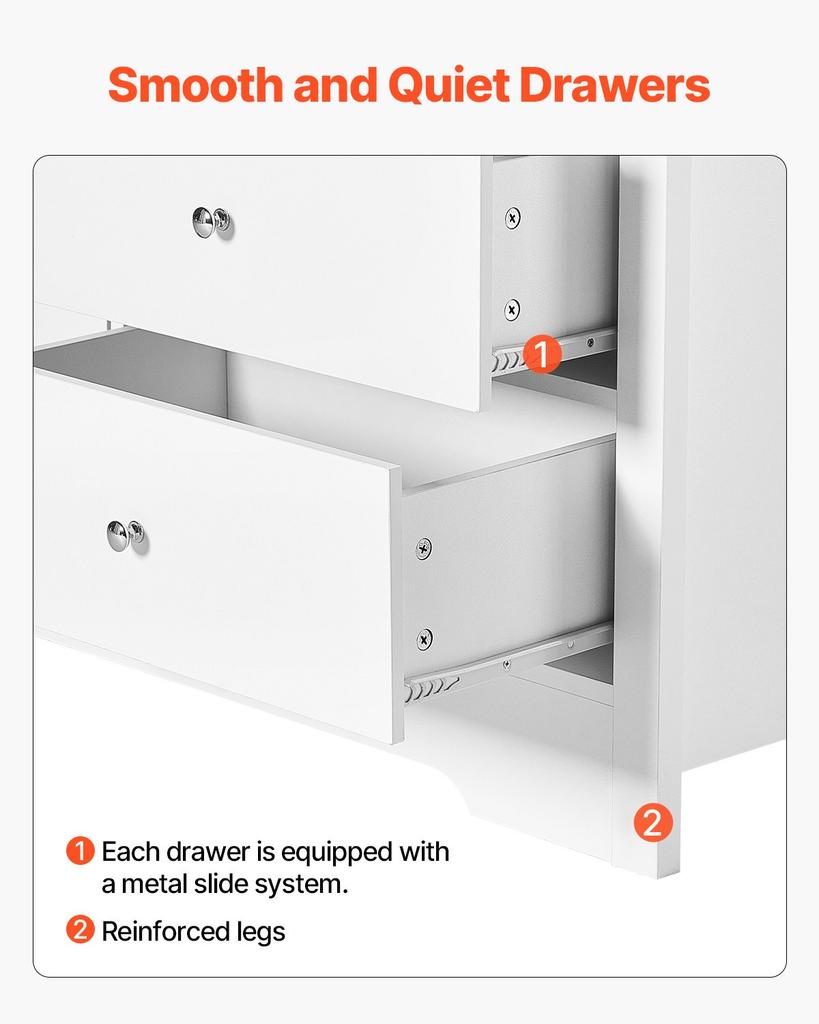 VEVOR 7 Drawer Dresser, Wooden Chest of Drawers with Sliding with Anti-tip Device, Modern Minimalist Dresser Chest