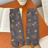 1 Pair Cute Elegant Women Tabi Socks Japanese Style Flower Pattern Harajuku Socks Comfortable Breathable Split Toe Socks