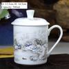 Jingdezhen Blau-Weiß Porzellanbecher 500ml Chinesischer Drache Keramiktasse Bürobesprechung Wasserbecher Knochenporzellan Grüner Tee Kaffeetasse