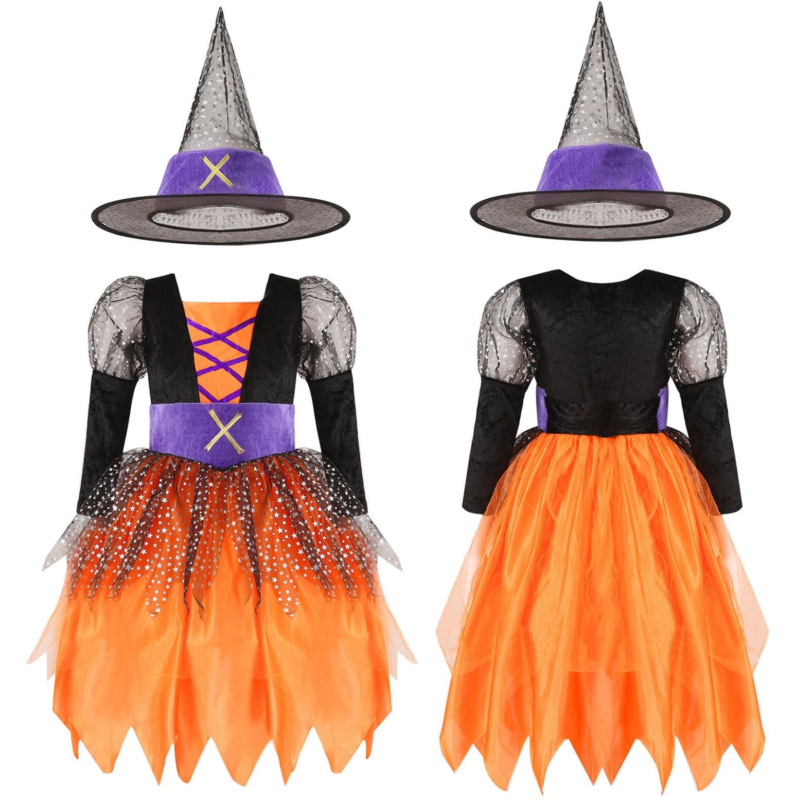 

3 шт. платье с длинными рукавами + пояс + остроконечная шляпа ролевые игры карнавальные вечерние костюмы ведьмы для косплея 5-6 Years