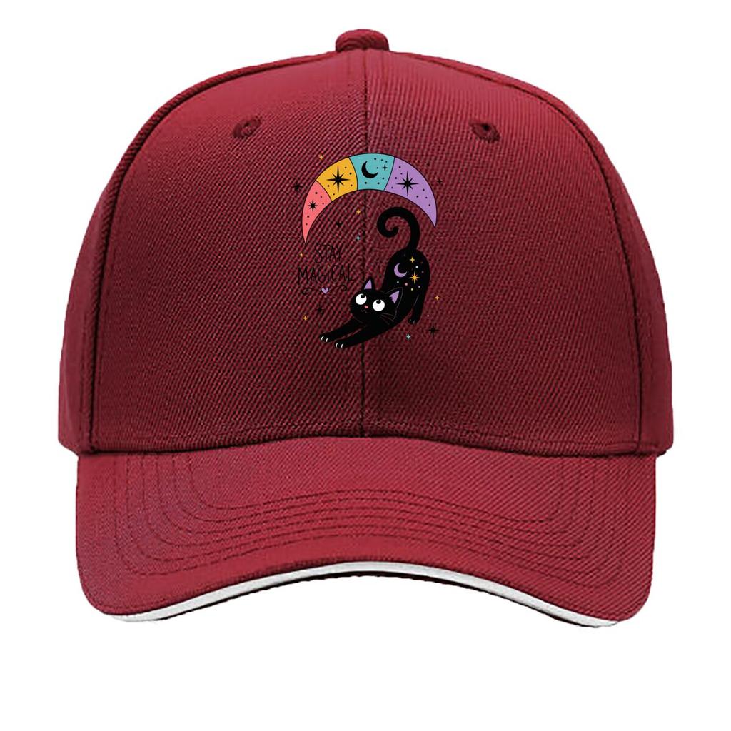 Whimsical Rainbow Moon Cat Charm Sandwich Baseball Cap Sun Cap Outdoor Workouts Hat