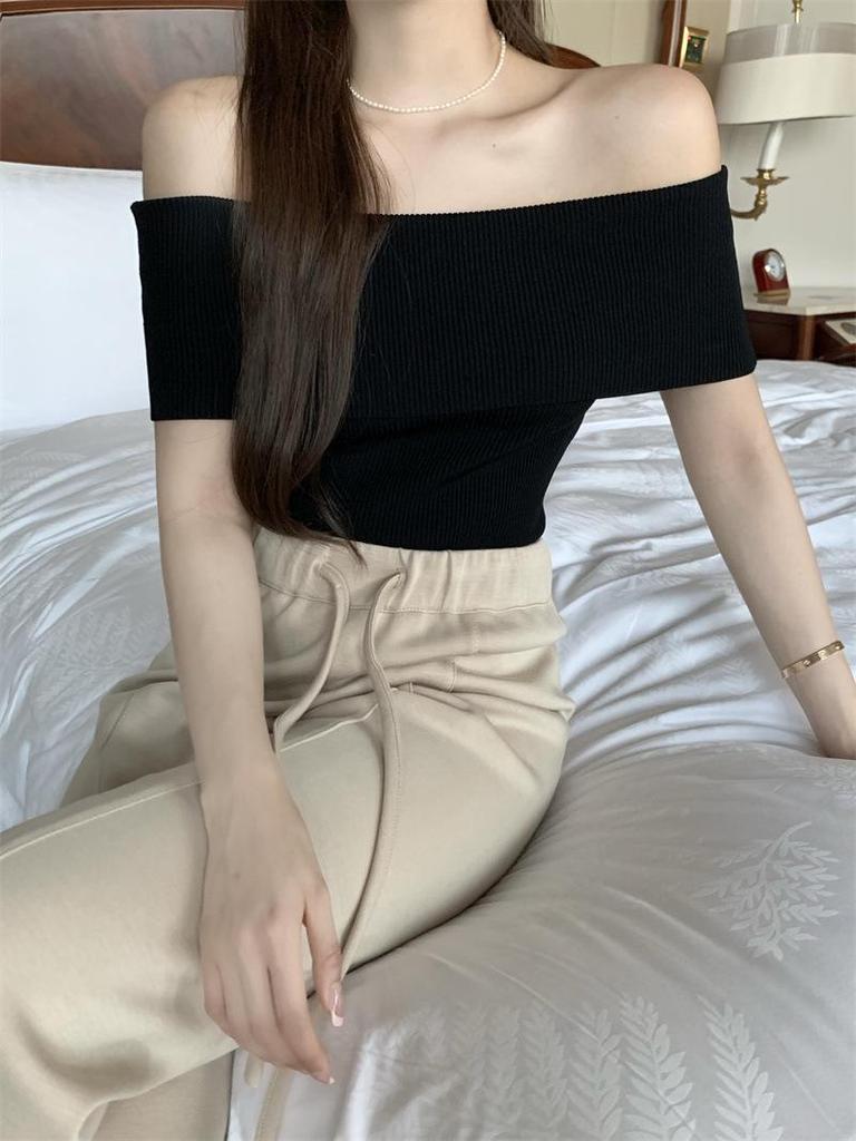 Hot Girl One-Shoulder Cinched Waist Crop Top - Trendy Summer Slim Fit Women's T-Shirt