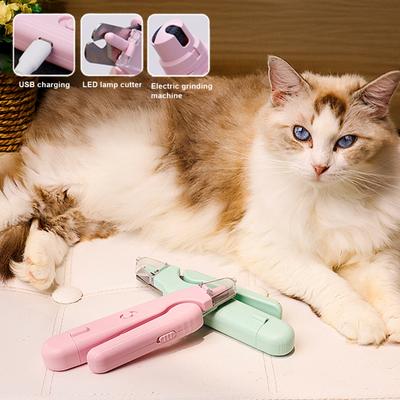 Pet Nail Trimmer with LED Light Rechargeable 2-in-1 Nail Clipper And Grinder Pet Clipper with Splash Guard for Dogs Cats Rabbits