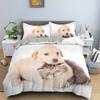 Dog Cat King Queen Duvet Cover Pet Kitty Puppy Bedding Set For Kids Teens Adults Lovely Animals Blue Soft 2/3pcs Quilt Cover