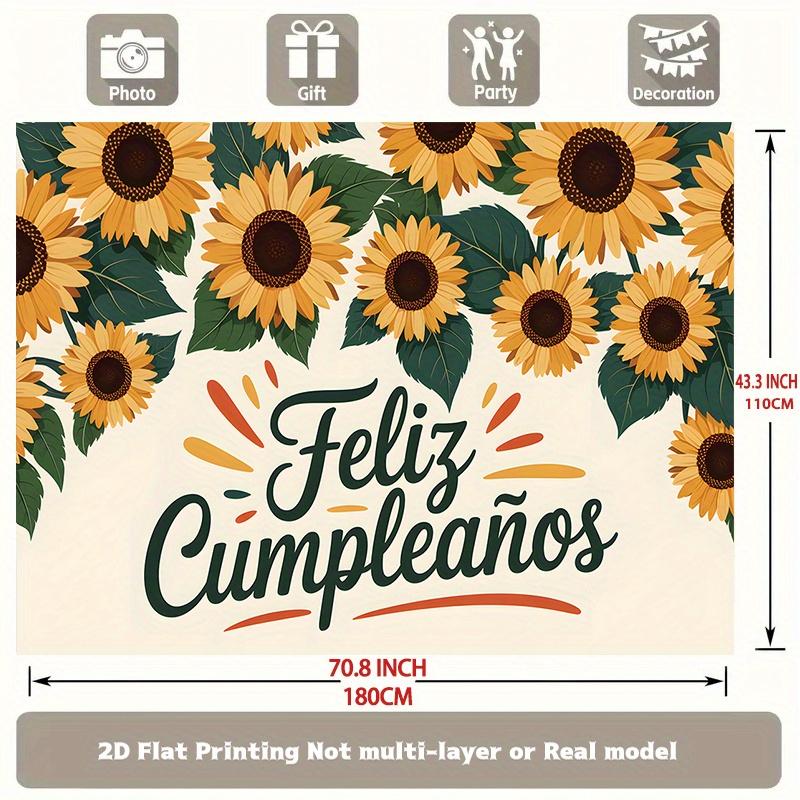 Party Backdrop Flat Spanish Sunflower Patterned Made Well Backgrounds Photo Booth Background Birthday Party Decor