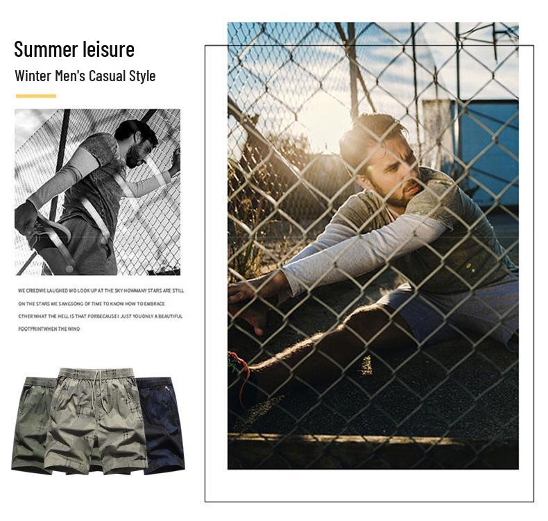 Men's Camouflage Bermuda Shorts with Zipper Pockets, Lightweight Casual Beach Pants, Loose Fit