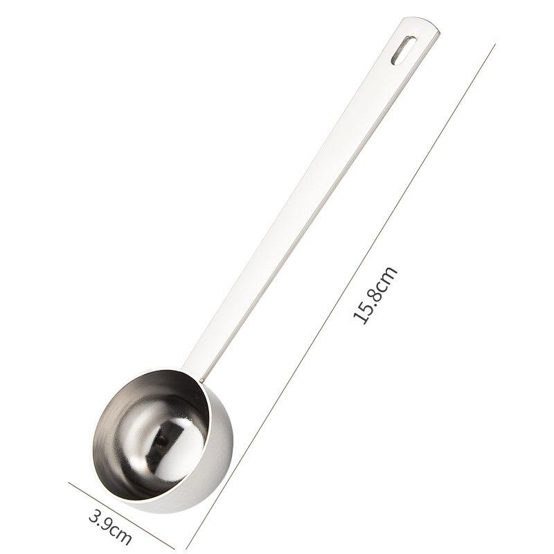 Stainless Steel Coffee Measuring Scoop Long Handle Heat Resistant Spoon Multipurpose Tool for Baking Cafe Home Kitchen