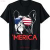 Merica French Bulldog American Flag 4th Of July Frenchie T Shirt Vintage Breathable Top For Everyday Wear Casual