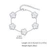 Women Flower Charms Bracelet 18K Gold Plated, Stainless Steel Lucky Flower Link Wrist Jewelry Birthday Gift