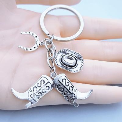 Cowboy Hat Boots Pendant Horseshoe Horse Head Western Cowboy Grassland Grazing Key Chain Pendant
