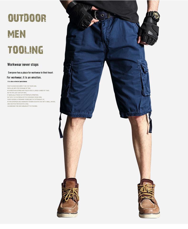 Men's Large Camouflage Cotton Work Shorts, WWII-Style Multi-Pocket Pants for Outdoor Training