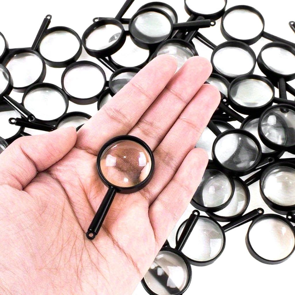 26Pcs 5cm Black Plastic Magnifiers - Portable Handheld Magnifying Glasses for Science Education, Outdoor Field ZSY