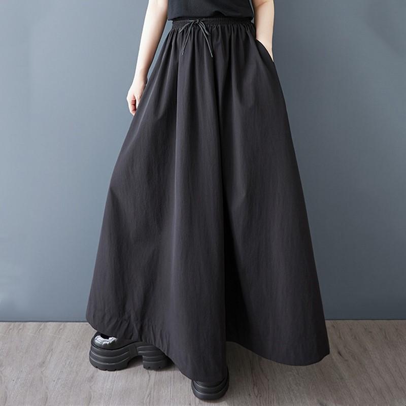 

Черные брюки большого размера в винтажном стиле с высокой талией, повседневные, свободные, длинные, летние, широкие брюки, женские брюки