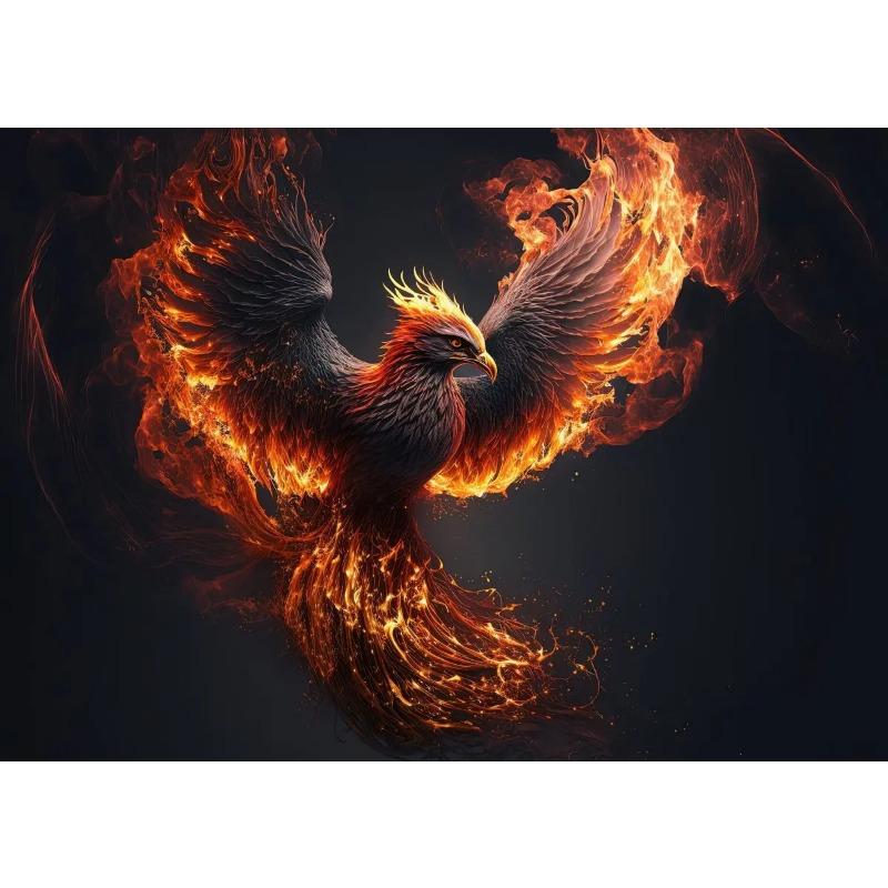 Retro Fantasy Golden Style Legends Phoenix Bird Animal Art Poster Canvas Painting Wall Prints Picture for Living Room Home Decor
