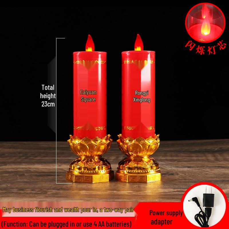 Red LED Battery-Operated Candle for Buddha Offering and God of Wealth Ornament