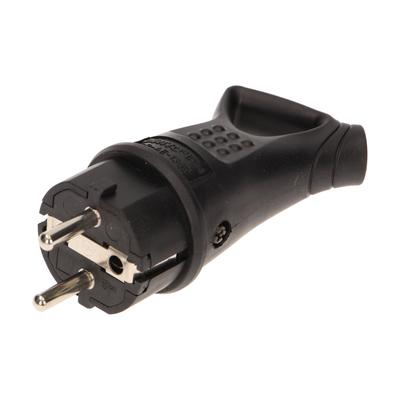 Wtyczka Gumowa Z Uchwytem, Prosta Ip44 Z Uziemieniem Czarna - On-Ae-1369