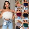 Party-Crop-Top, sexy, flauschiges, hautberührendes, ärmelloses, schulterfreies Damen-Unterhemd