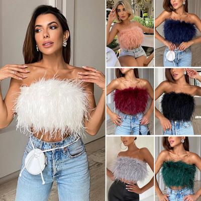 Párty Crop Top Sexy nadýchaná dámska košieľka bez rukávov na dotyk